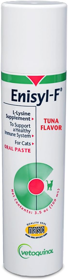 Vetoquinol Enisyl-F - Lysine Supplement for Cats - Daily Immune Support - Everyday Feline Health Support - Tasty Oral Paste - Tuna Flavor, 3.5oz Pump