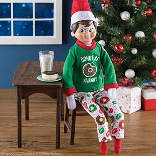 The Elf on the Shelf Donut Pajama Outfit - 2019 Retro Claus Couture Sleepover Set (Two Piece) - Cute Christmas Themed PJ Outfit For Both Boy and