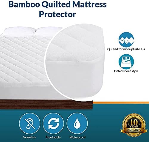 PlushDeluxe Bamboo Waterproof Mattress Protector, Queen Size, Ultra Soft