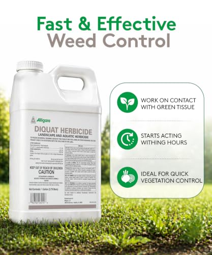 Alligare Diquat Herbicide to Control Bluegrass, Duckweed, Hydrilla & More - Glyphosate Alternative, Fast-Acting Non-Selective Liquid Weed Killer for Aquatic & Landscape Use - 2.5 Gallon