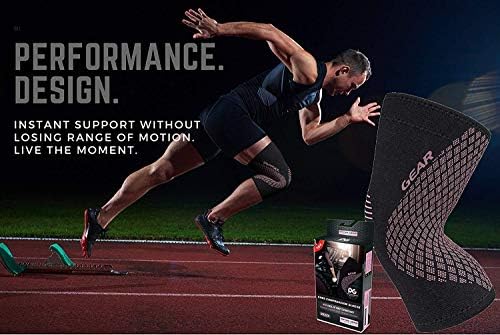 Physix Gear Knee Compression Sleeve for Men & Women - Best Compression Knee Brace for Walking, Running, Gym, Basketball, Weightlifting,Workout, Sports - Knee sleeves Support Compression & Stability