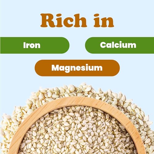 Food to Live Organic Hulled Sesame Seeds, 2 Pounds – Whole Raw White Sesame Seeds, Non-GMO, Kosher, Vegan, Unroasted, Bulk. High in Iron, and Calcium. Perfect for Tahini Paste, Stir-fries, and Salads.