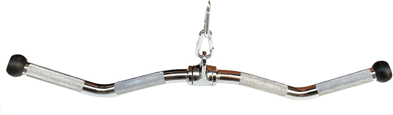 Revolving Lat Pulldown Bar for Cable Machine, Straight Bar with Rubber Grip - Tricep Press Down, Curl & Back Exercise Attachment for Home Gym