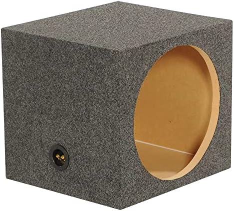 QPower 15 Inch Heavy-Duty Single Vented Carpet Covered Durable Car Audio Vehicle Subwoofer Enclosure Woofer Box, Charcoal Gray