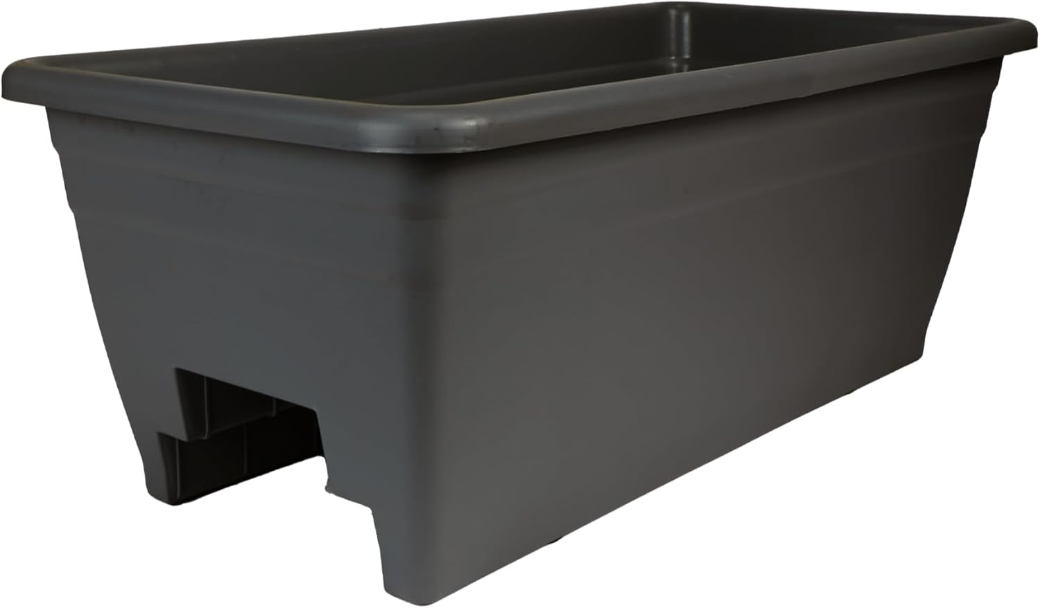 The HC Companies 24 Inch Deck Rail Box Planter Lightweight Outdoor Plastic Plant Pot for Herbs and Flowers, White