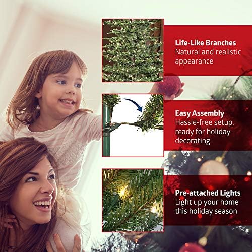 Puleo International 7.5 Foot Pre-Lit Slim Flocked Fraser Fir Artificial Christmas Tree with 500 UL Listed Clear Lights