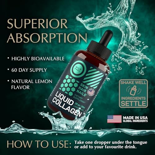 Liquid Collagen for Women and Men - 30, 000mcg Hydrolyzed Collagen Peptides Liquid with Biotin Vitamins for Hair, Skin