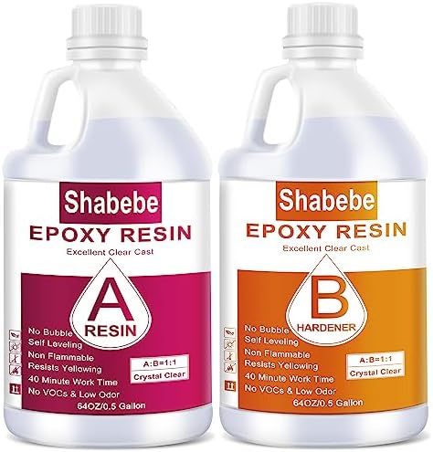 Epoxy Resin, 32OZ Epoxy Resin Crystal Clear, Not-Yellowing No-Bubble, Self Leveling Easy Pour/Mix 1:1 Casting Kit & Coating for DIY Jewelry Making