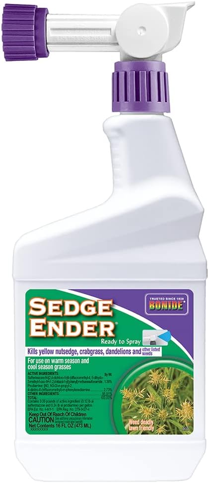 Bonide Sedge Ender, 16 oz Ready-to-Spray Weed Killer For Outdoors, Fast-Acting and Rainproof, Lawn Friendly Formula | Fast-Acting, Rainproof