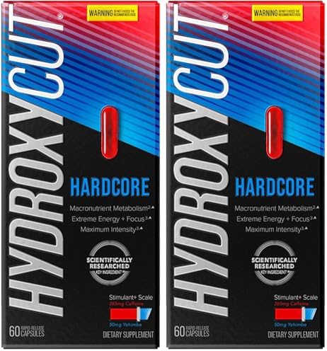 Hydroxycut Hardcore - Thermogenic Supplement - Energy & Metabolism Support - 265 mg Caffeine Anhydrous, Green Coffee Extract - Rapid Release Capsules - 60 Count