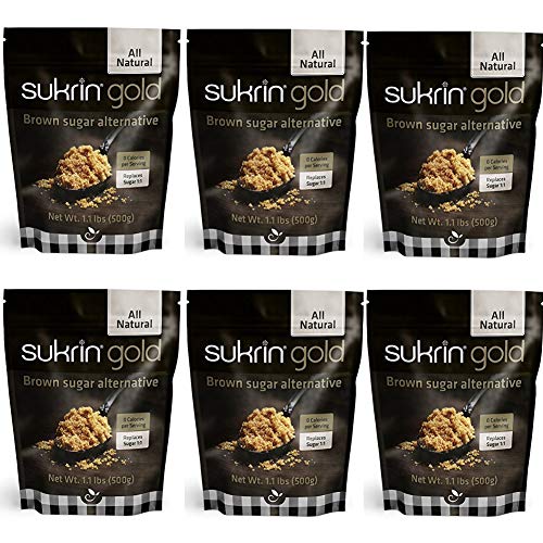 SUKRIN GOLD 100% Natural Sugar Free Brown Sugar Substitute with Erythritol & Stevia Brown Sugar Zero Calorie Sweetener, Granulated Gluten Free Non-GMO Kosher Blood Sugar Vegan Keto Friendly, 1.1LB Bag