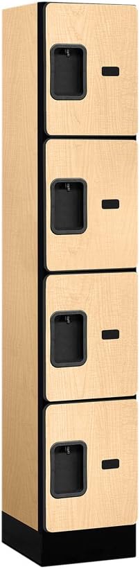 Salsbury Industries Four Tier Designer Wood Locker, Mahogany, 6' 3" x 18"