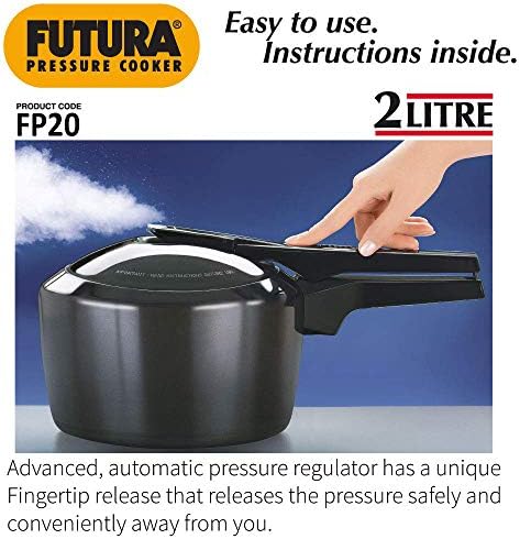 Hawkins Futura 5 Litre Pressure Cooker, Hard Anodised Inner Lid Pressure Cooker, Pan Cooker, Black (FP50)