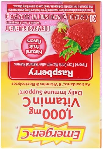 Alacer Raspberry Emergen C Box 30 Pack, 0.32 OZ