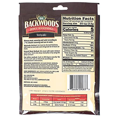 LEM Backwood Teriyaki Jerky Seasoning - Makes 5 lbs.
