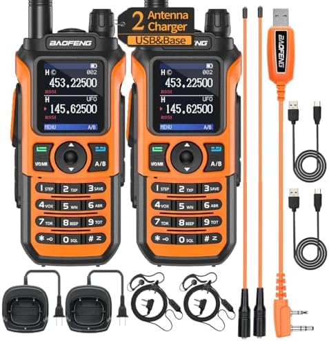 2 Pack BaoFeng UV-21R (Upgrade of UV-5R) Ham Radio Handheld Long Range Walkie Talkies UHF VHF Dual Band 2-Way Radio Full Kit with Type-C Cable