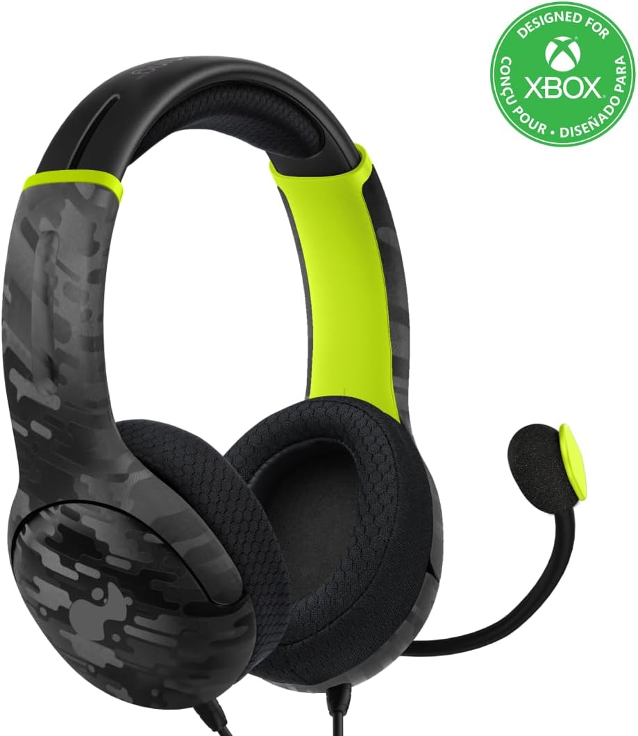 PDP Gaming AIRLITE Xbox Headset with Noise-Cancelling Microphone, Licensed Microsoft Series X|S, Xbox One Accessories, PC/Windows 10/11, Lightweight Wired Power Stereo headphones - Black