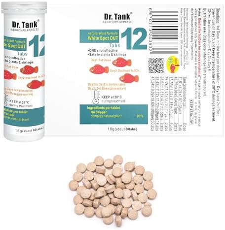 Dr. Tank #12 White Spot Out - Ich Treatment for Freshwater Fish - Eliminates Ick White Spot Disease - Safe for Aquatic Plants - 60 Tablets