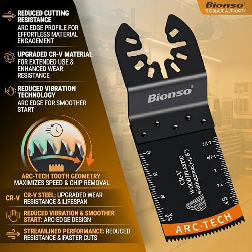 Bionso 40 PCS Oscillating Saw Blades, Premium Multitool Kit for Wood Metal Plastics, Tool Blades Fit Dewalt Worx Rockwell Wen Milwaukee Makita Ryobi Bosch Fein Porter Genesis Black