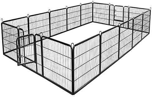S AFSTAR 16 Panels Metal Dog Playpen, 48" Height Dog Fence Exercise Pen with Doors for Large Medium Small Dogs Rabbits Cats, Foldable Pet Puppy Playpen for Indoor & Outdoor Yard (Black)