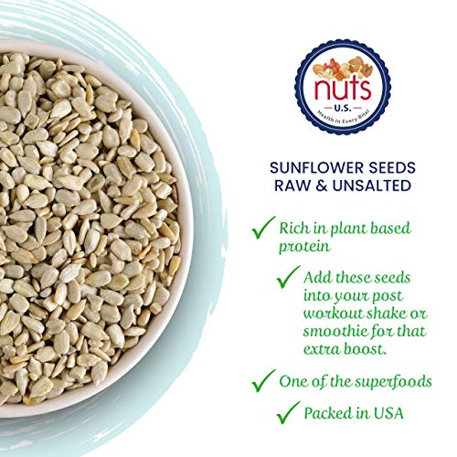 NUTS U.S. - Sunflower Kernels | Raw | A Rich Source of Protein | USA Grown and Packed in Resealable Bags!!! (1 LB)