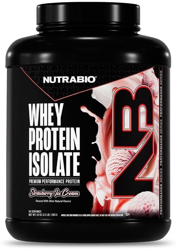 NutraBio 100% Whey Protein Isolate Protein Powder, 25g Protein with Complete Amino Acid Profile, Non-GMO, Soy & Gluten Free, Low Carb, Low Calorie Whey Protein Powder, Raw Unflavored, 20 Servings