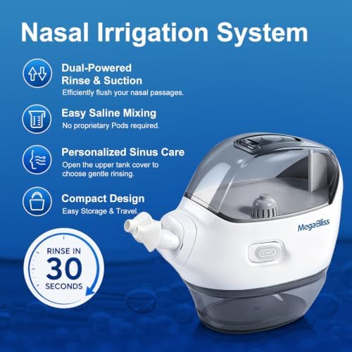 Nasal Irrigation System Nasal Irrigator Sinus Rinse Machine | Electric Nasal Cleaner for Congestion Relief | Sinus Rinse & Suction Dual-Powered
