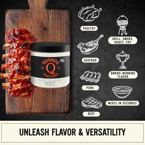 Kosmos Q Reserve Blend Brisket Injection, Premium Beef BBQ Marinade for Tender & Juicy Brisket, Phosphate-Enhanced for Moisture Retention, Competition-Grade Seasoning, Gluten Free, 16 Oz Jar