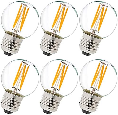 Litehistory e12 led bulb dimmable g16.5 Light Bulb 4W Equal 40 Watt 400lm AC120V e12 Candelabra Bulb 40 Watt for Chandeliers,Ceiling Fan,Vanity Warm White 2700K Globe candelabra Light Bulb 6Pack