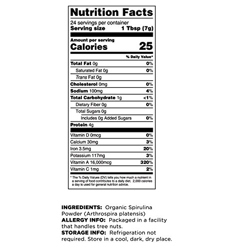 Terrasoul Superfoods Spirulina Powder (Organic), 24 Ounces