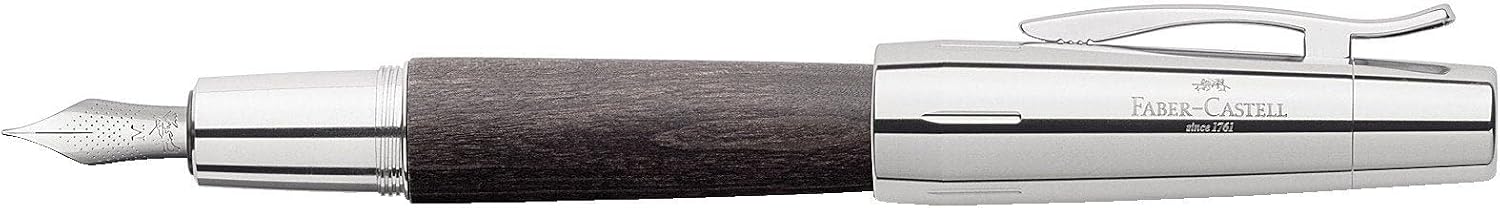 Faber-Castell e-motion Fountain Pen, Wood and Chrome Brown - Fine
