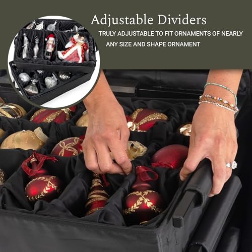 [TreeKeeper Telescoping Christmas Ornament Storage Box with Dividers] - Adjustable Organizer Holds 120 Ornaments up to 4 Inches Tall by Nearly Any Width and Length | 5 Removable Trays with Separators | Ornament Keeper, Holds Ornaments up to 4 Inches Tall…