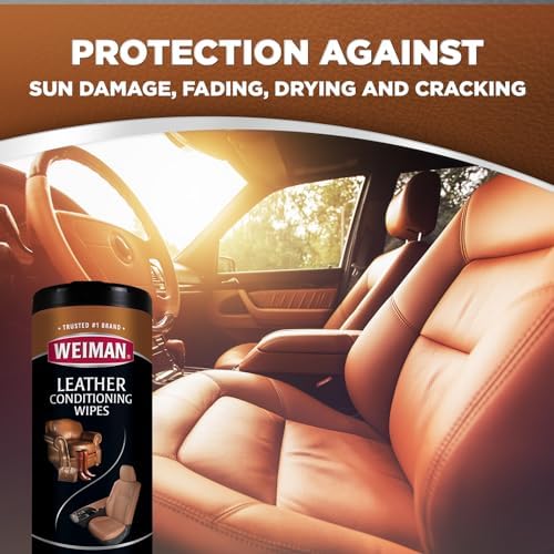 Weiman Leather Cleaner Kit Leather Wipes (30 Count) and Microfiber Cloth - Clean and Condition Car Seats and Interior, Shoes
