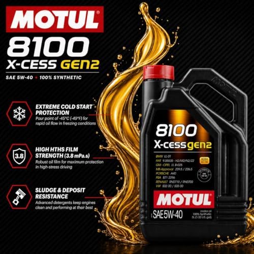 MOTUL 8100 X-Cess Gen 2 SAE 5W40 Full Synthetic Motor Engine Oil 5 Liter Bottle