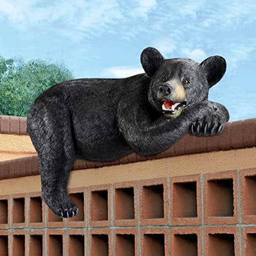 Design Toscano Lemont the Lovable Lounger Climbing Black Bear Roof Mount Outdoor Garden Statue, 34 Inch Long, Cast Stone Resin, Woodland Black Finish