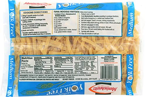 Manischewitz Premium Enriched Medium Yolk Free Noodle Pasta 12oz (3 Pack) Cholesterol Free, 8gr Protein Per Serving, Low Fat, Low Sodium,