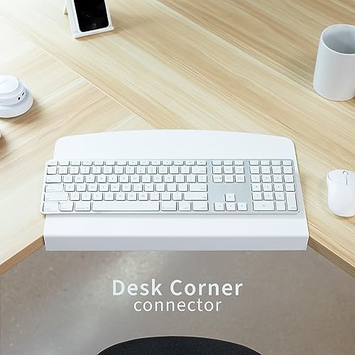 VIVO 17 inch Corner Desk Connector Platform for Mounting Under-Desk Keyboard Trays on L-Shaped Workstations, Black, DESK-AC07S