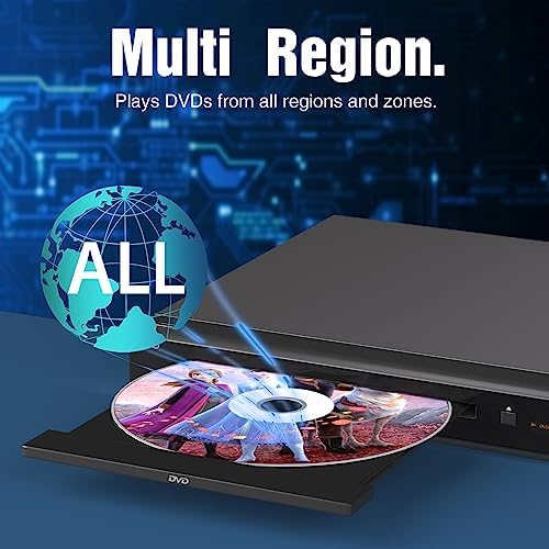 MEGATEK Region-Free DVD Player for TV with HDMI & 1080P Upscaling | CD/DVD/USB Playback, Compact Metal Housing, Coaxial Audio, LED Display