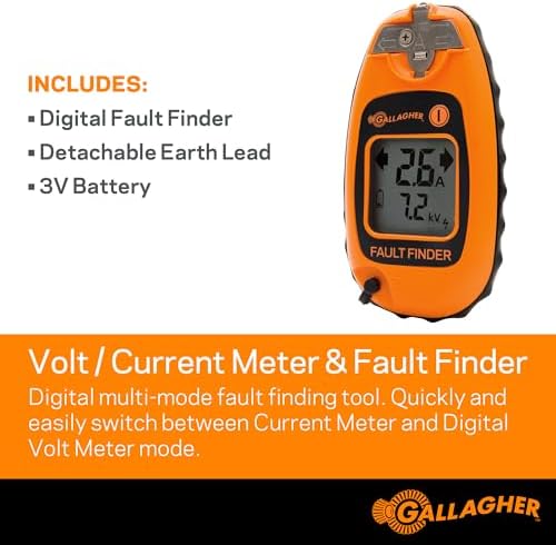 Gallagher Smartfix Fence Volt & Current Meter | Fault Finder for Electric Fencing | Digital Display with Directional Arrows | Measures Voltage