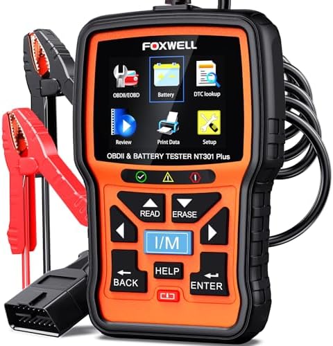 FOXWELL NT301 Plus 2-in-1 OBD2 Scanner & 12V Car Battery Tester