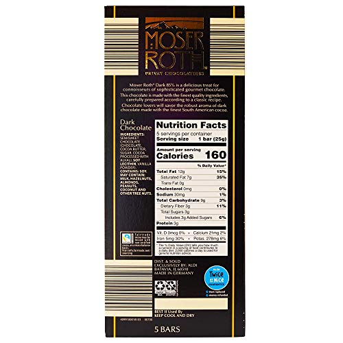 Moser Roth German Dark Chocolate Bars (85%, pack of 2) by Moser Roth