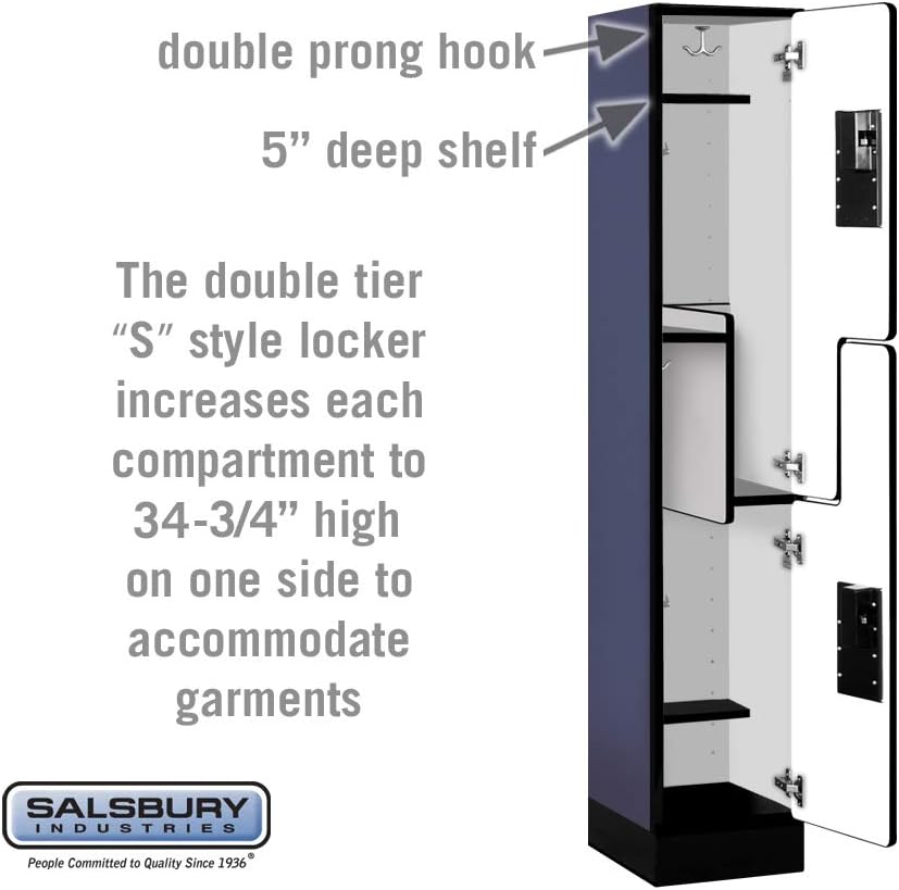 Salsbury Industries Double Tier 'S' Style Designer Wood Locker, Mahogany, 5' 3" x 15"