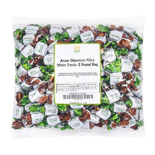 Arcor Chocolate Filled Mints, Hard Candy Individually Wrapped, 2 Lb Bag | Old Fashioned Candy with Creamy Filling, Office Candy