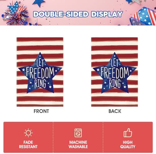 AVOIN colorlife Let Freedom Ring Patriotic 4th of July Garden Flag 12x18"