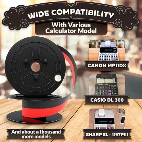 3 Pcs Canon MP11DX Calculator Ink Ribbon, Red/Black, 18ft x 0.5in | Compatible with Sharp EL-1197PIII, Porelon #11216 and Other Popular Models