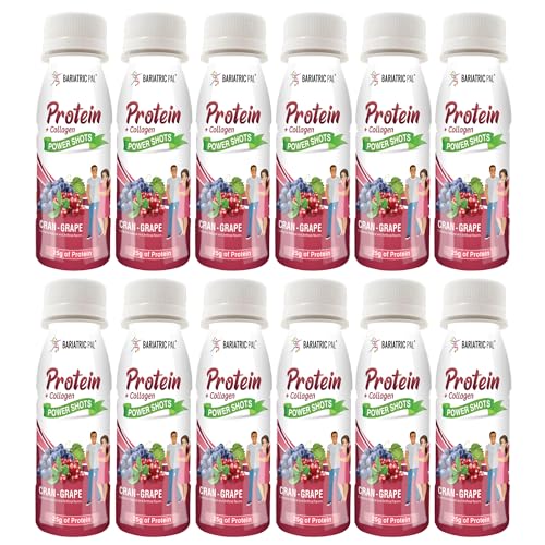 BariatricPal Ready-To-Drink 25g Whey Protein & Collagen Power Shots - Cran Grape (12 Bottles)