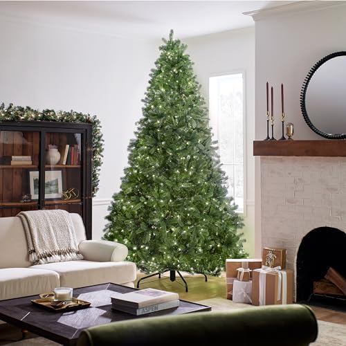 National Tree Company 7.5ft Pre-Lit Downswept Douglas Fir Christmas Tree | 750 LED Lights, 1,867 Tips, 10 Light Functions, PowerConnect, Foot Pedal, Includes Stand, Artificial, Green