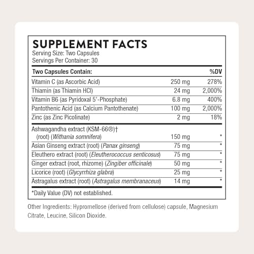 THORNE Stress Balance, KSM-66 Ashwagandha, Ginseng & Active B6, 60 Capsules | Supports Stress Resilience, Energy Production