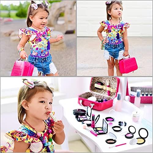 TEPSMIGO Pretend Makeup Kit for Girls, Kids Pretend Play Makeup Set - with Cosmetic Bag for Birthday Christmas