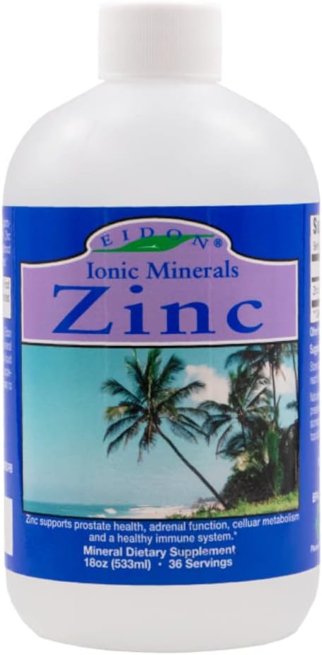 Eidon Ionic Minerals - Liquid Zinc Concentrate, Ionic Zinc Sulfate - 2 oz | Supplement Drops for Men, Women, & Kids, Support Immune System, Hair and Skin, Liver and Kidney Health